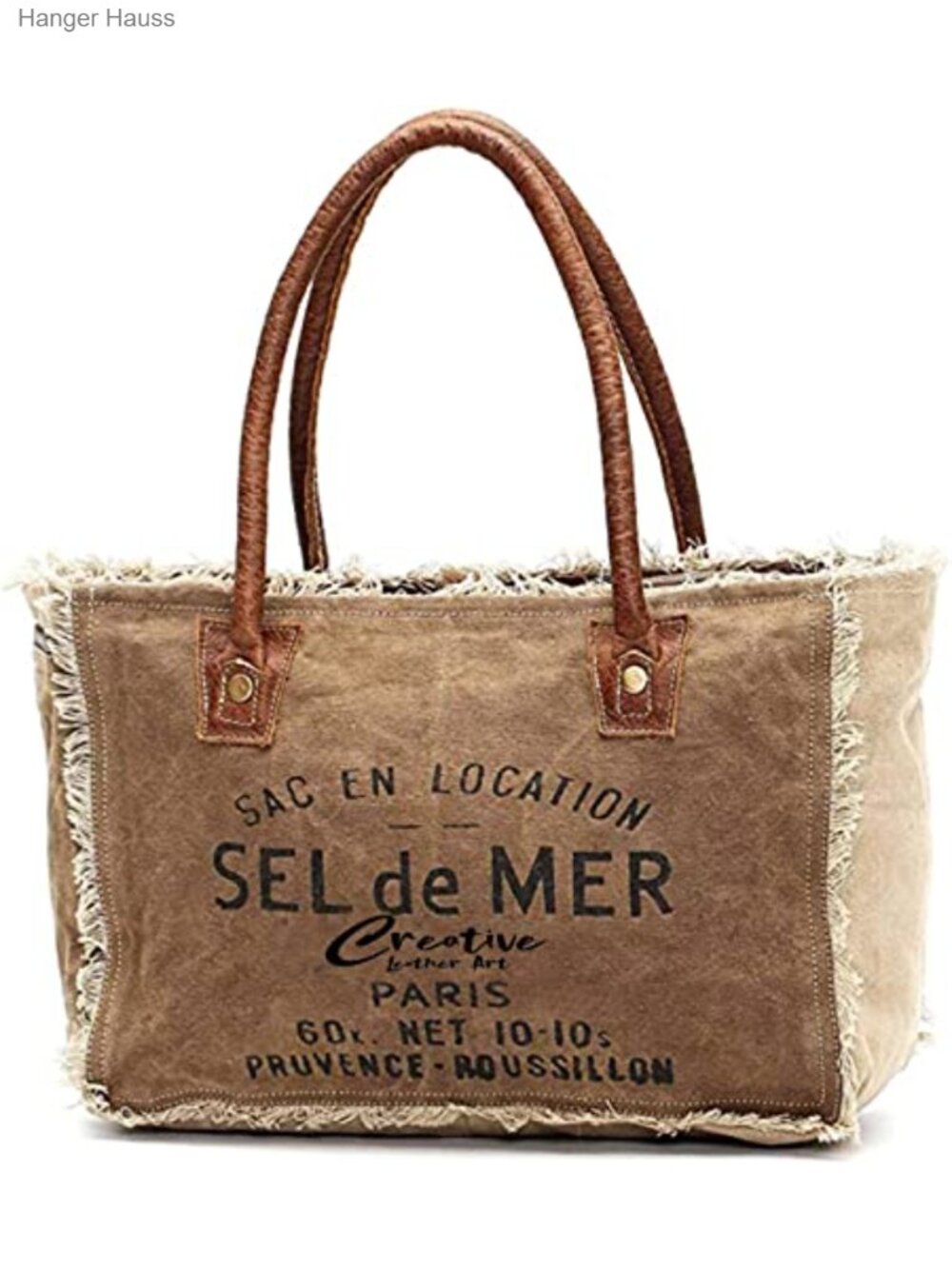 Canvas Tote Bag with Leather Trim for Women – Spacious Shoulder Bag